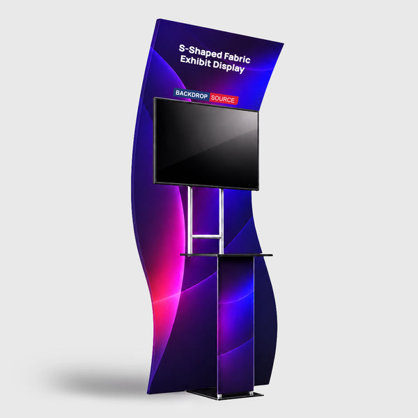 Portable S-Shaped Fabric Exhibit Display
