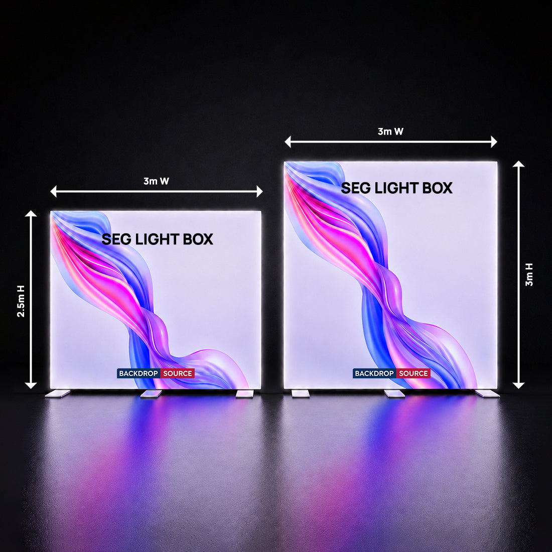 SEG Frameless Fabric Led Light Box Display - 3m W X 2.5 H