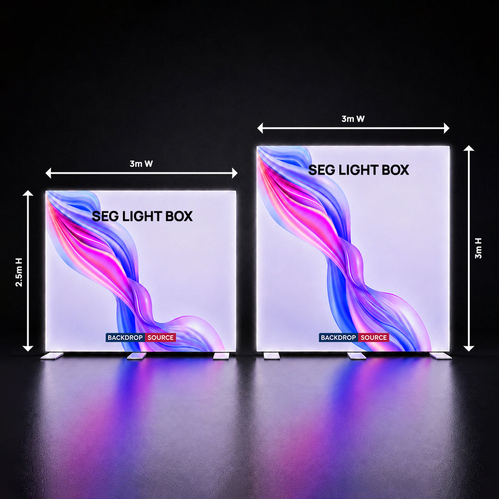 SEG Frameless Fabric Led Light Box Display - 3m W x 2.5 H x 120mm D