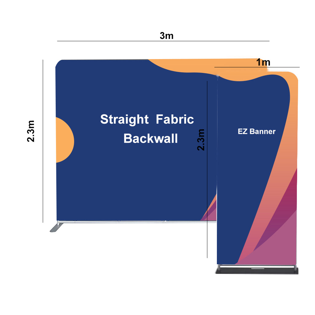 EZ Exhibit Essentials: 3mx3m Booth Kit with Backwall and Banner Stand