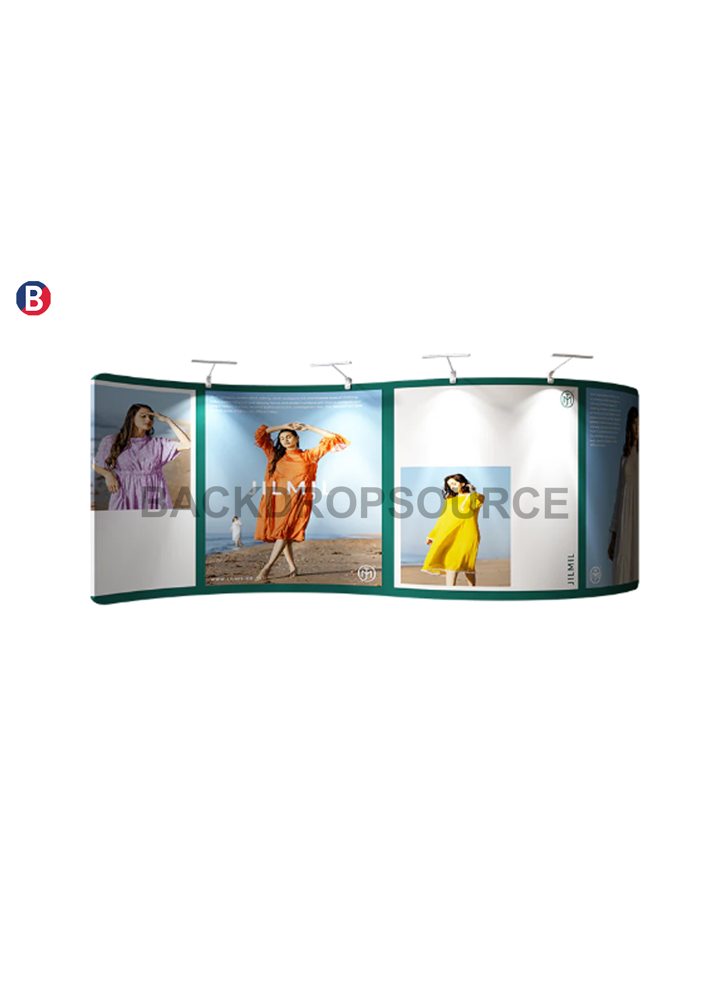 S Shape Wave Tension Fabric Media Wall Backdrop