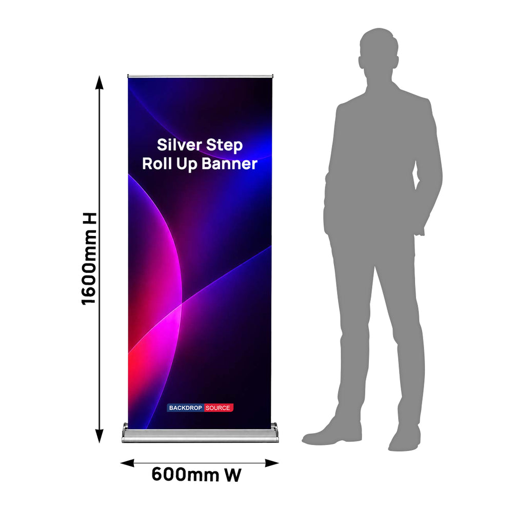 Silver Step Fabric Roll Up Banner
