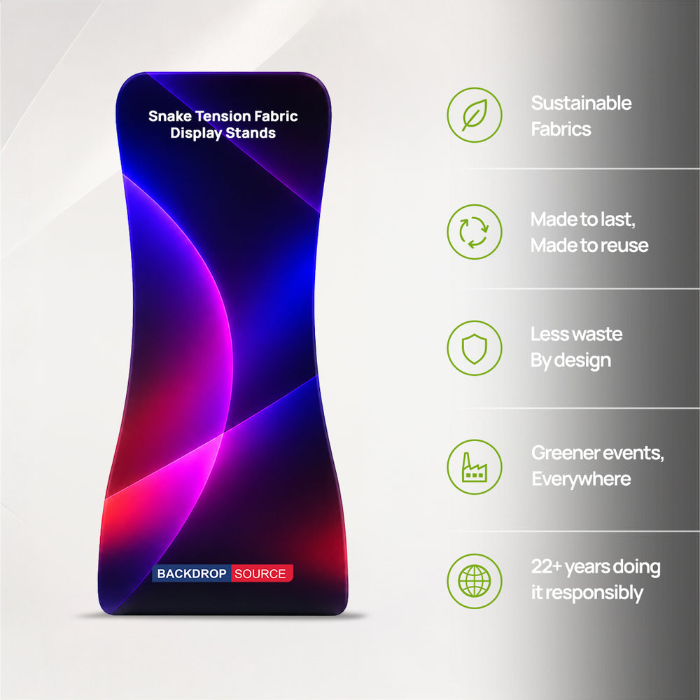 Snake Tension Fabric Display Stand – Curved 0.9m x 2.3m