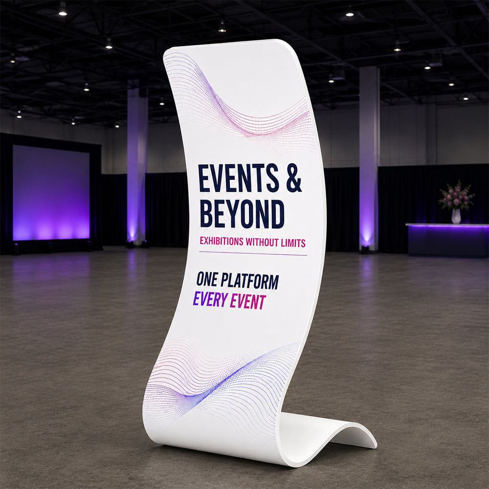 Snake Tension Fabric Display Stand – Curved 0.9m x 2.3m