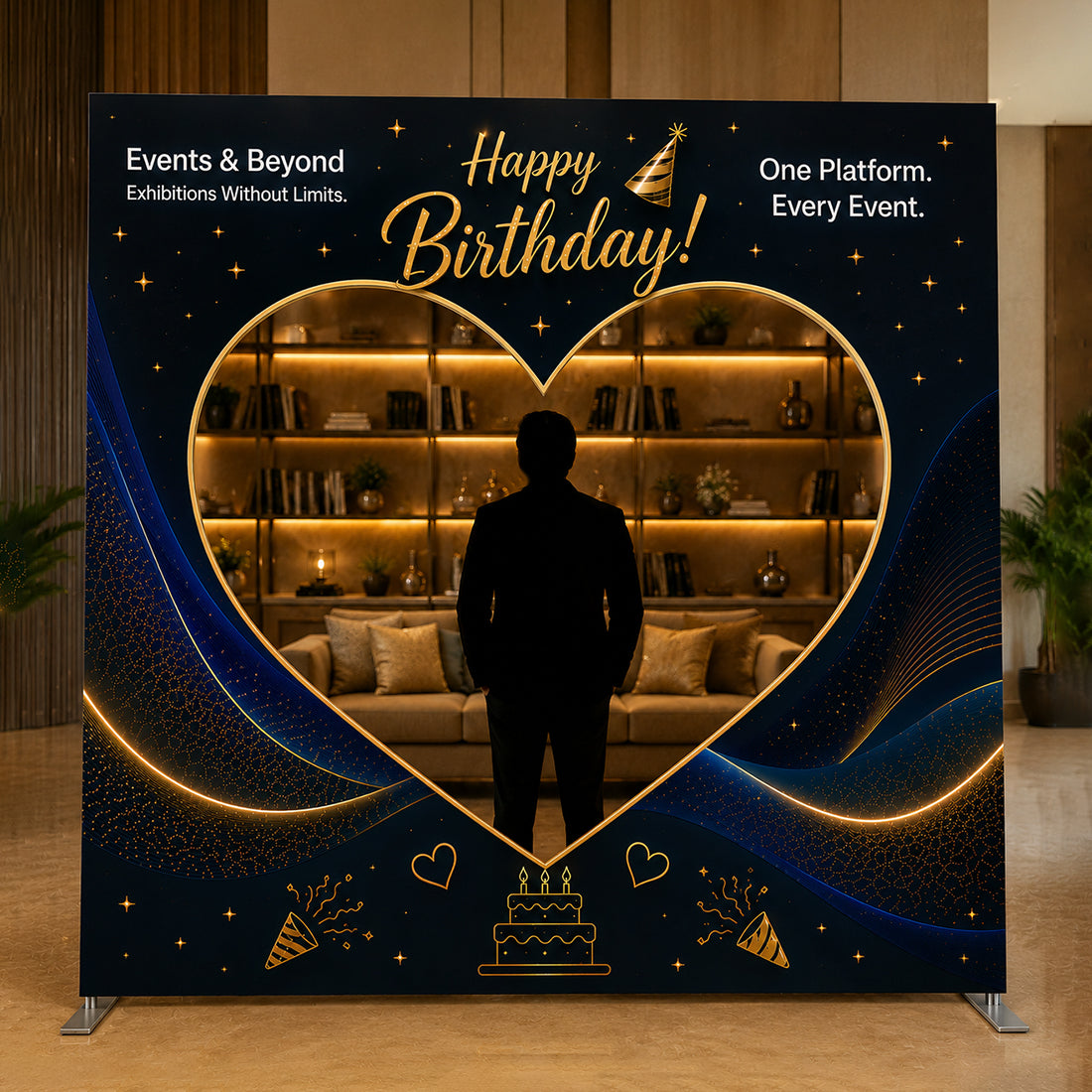 Straight Tension Fabric Media Wall – Heart Cutout