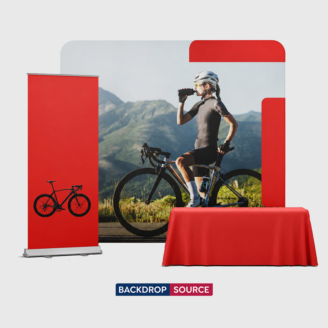 3x3m Exhibition Stand Kit with Backwall, Banner Stand & Table Cover
