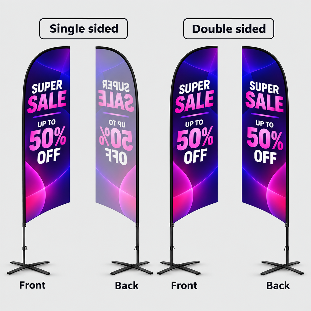 Duplex Printing Straight Flag with Uni-Fit Pole