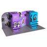 Magnetic Fabric Banner Stand Exhibition Kit with L-Shaped Shelving & TV Racks - angled view