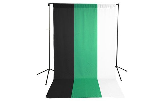 Premium Black, White & Green Backdrop with Stand ( 3 Backdrop Kit)