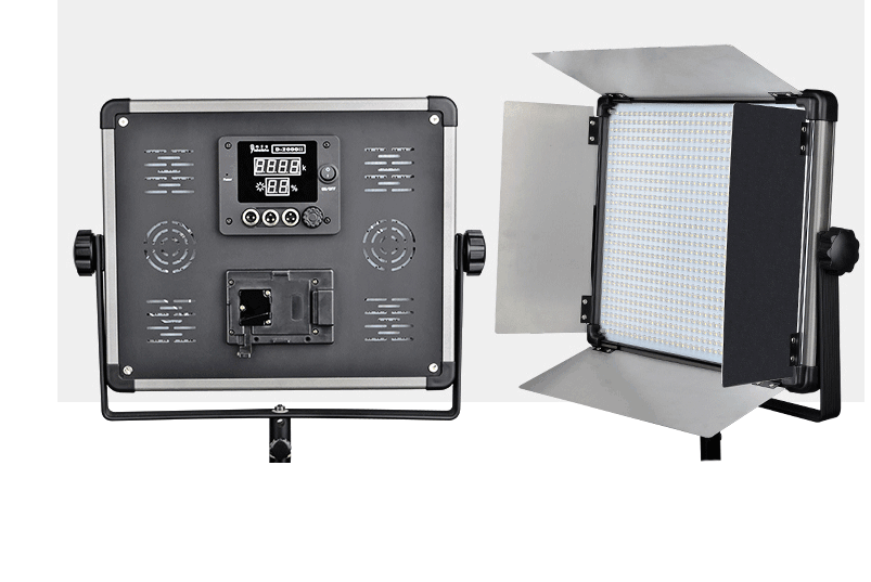 2 Head 2000W Bicolour LED Professional Video Light Kit With Backdrop And Support System