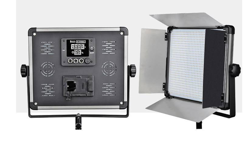 2 Head 2000W Bicolour LED Video Lighting Equipment Kit with Chromakey Backdrop & Support System