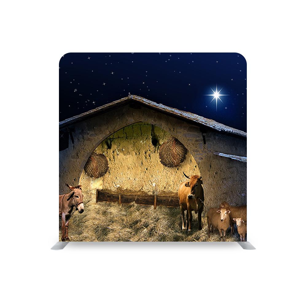 Christmas Stable STRAIGHT TENSION FABRIC MEDIA WALL