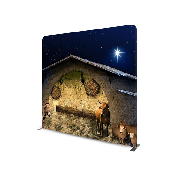 Christmas Stable STRAIGHT TENSION FABRIC MEDIA WALL