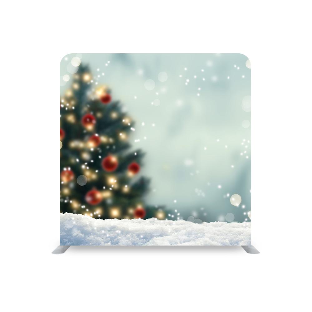 Christmas Snow Tree Straight Tension Backdrop