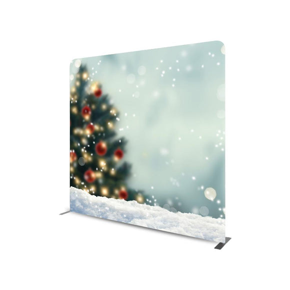 Christmas Snow Tree Straight Tension Backdrop