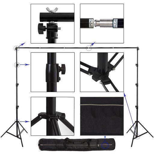 3m W x 4.5m H White Photography Backdrop with Backdrop Stand