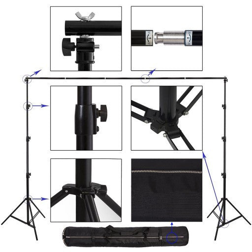 3m W x 4.5m H Chroma Key Green Photography Muslin Backdrop with Backdrop Stand