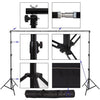 3m W x 6m H Blue Photography Muslin Backdrop with Backdrop Stand