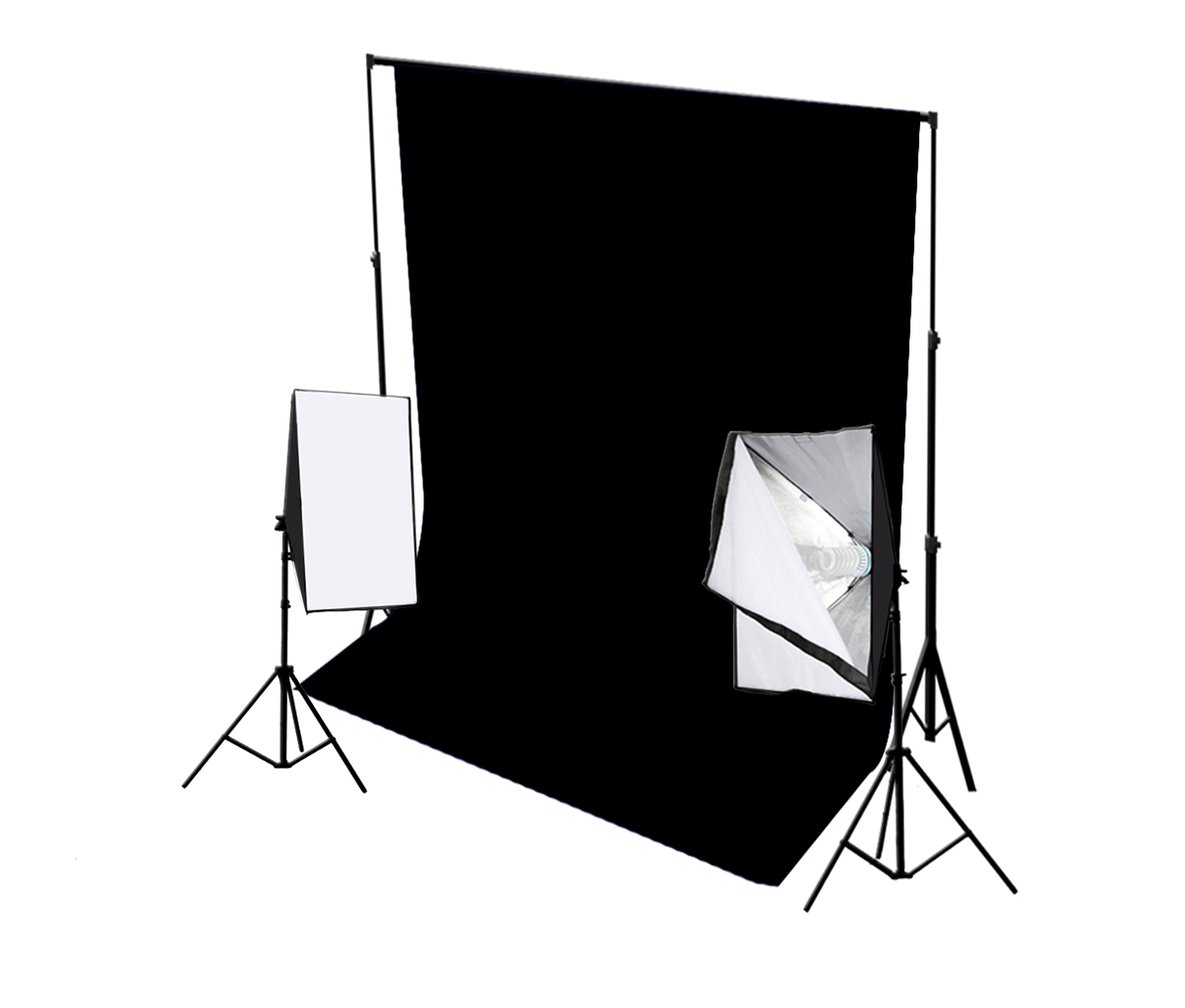 Black backdrop with continuous softbox lighting