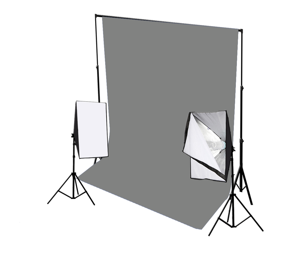 Photography softbox lighting with grey backdrop