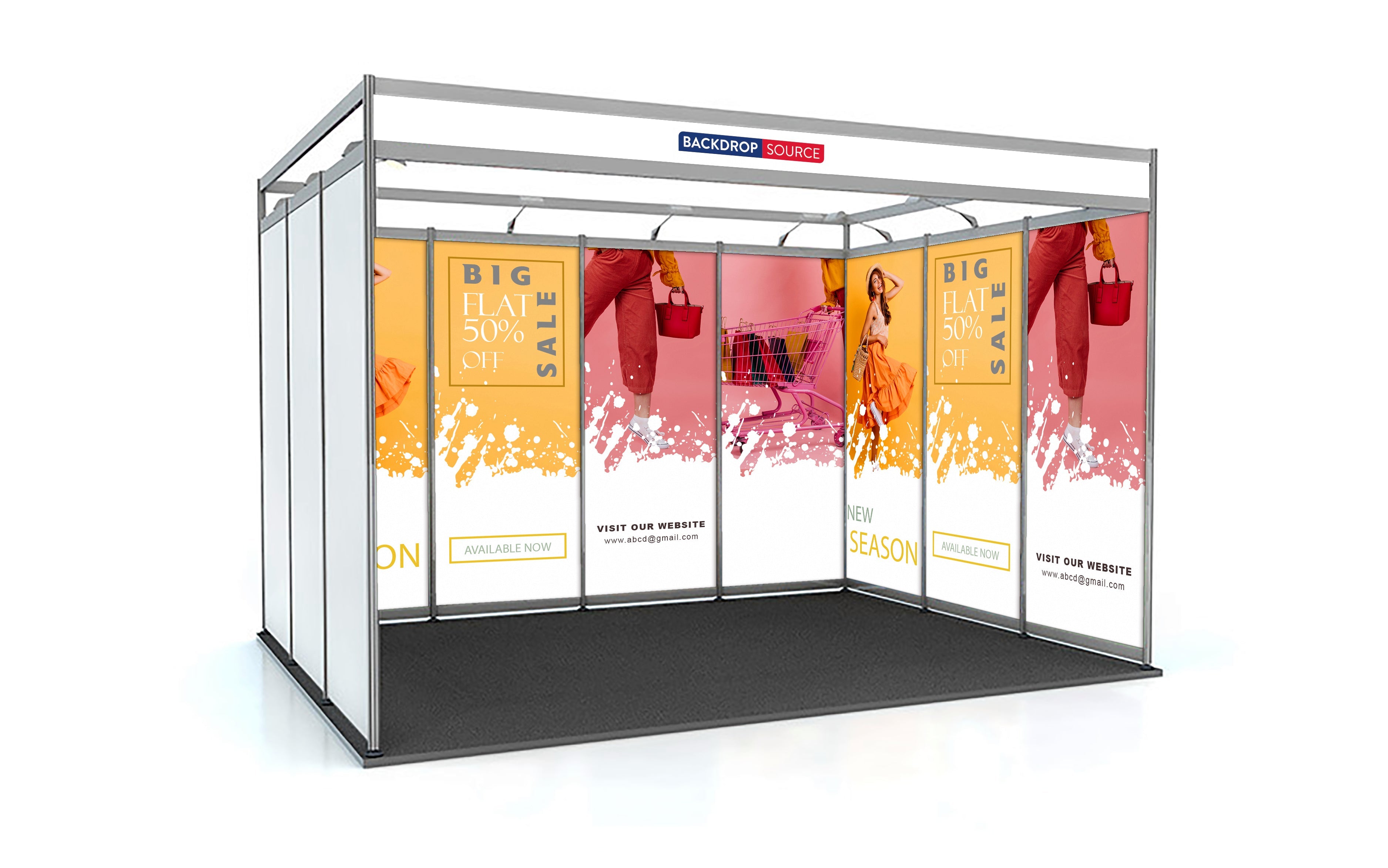 Shell scheme Exhibition Graphics for 4m Wide x 3m – Backdropsource UK