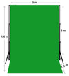 3m W x 4.5m H Chroma Key Green Photography Muslin Backdrop with Backdrop Stand