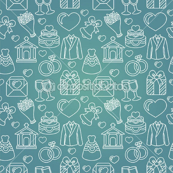 Wedding Celebration Theme Indelible Print Fabric Backdrop