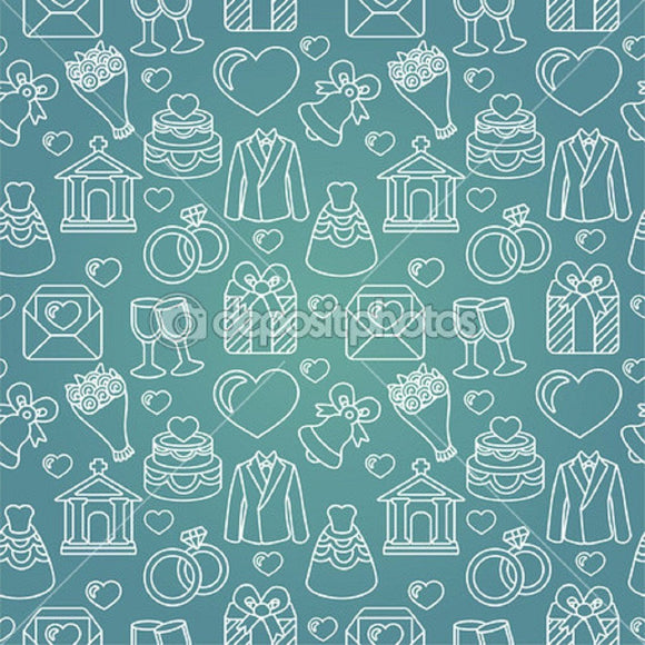 Wedding Celebration Theme Indelible Print Fabric Backdrop