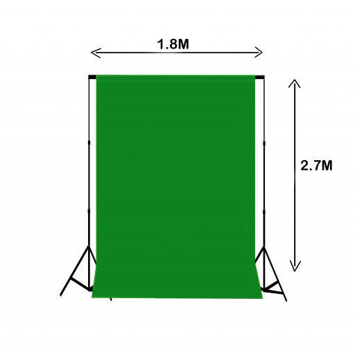 1.8m W x 2.7m H Chroma Key Green Photography Muslin Backdrop with Backdrop Stand