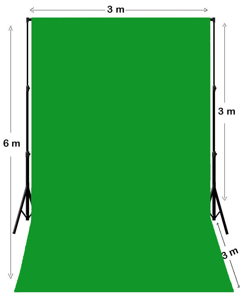 3m W x 6m H Chroma Key Green Photography Muslin Backdrop with Backdrop Stand