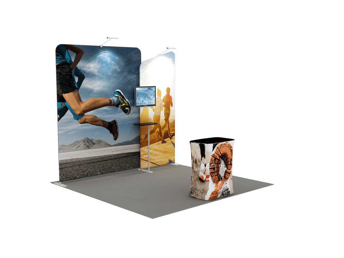 3x3m Booth Kit with Wide Straight Wall & Inclined Side Panel