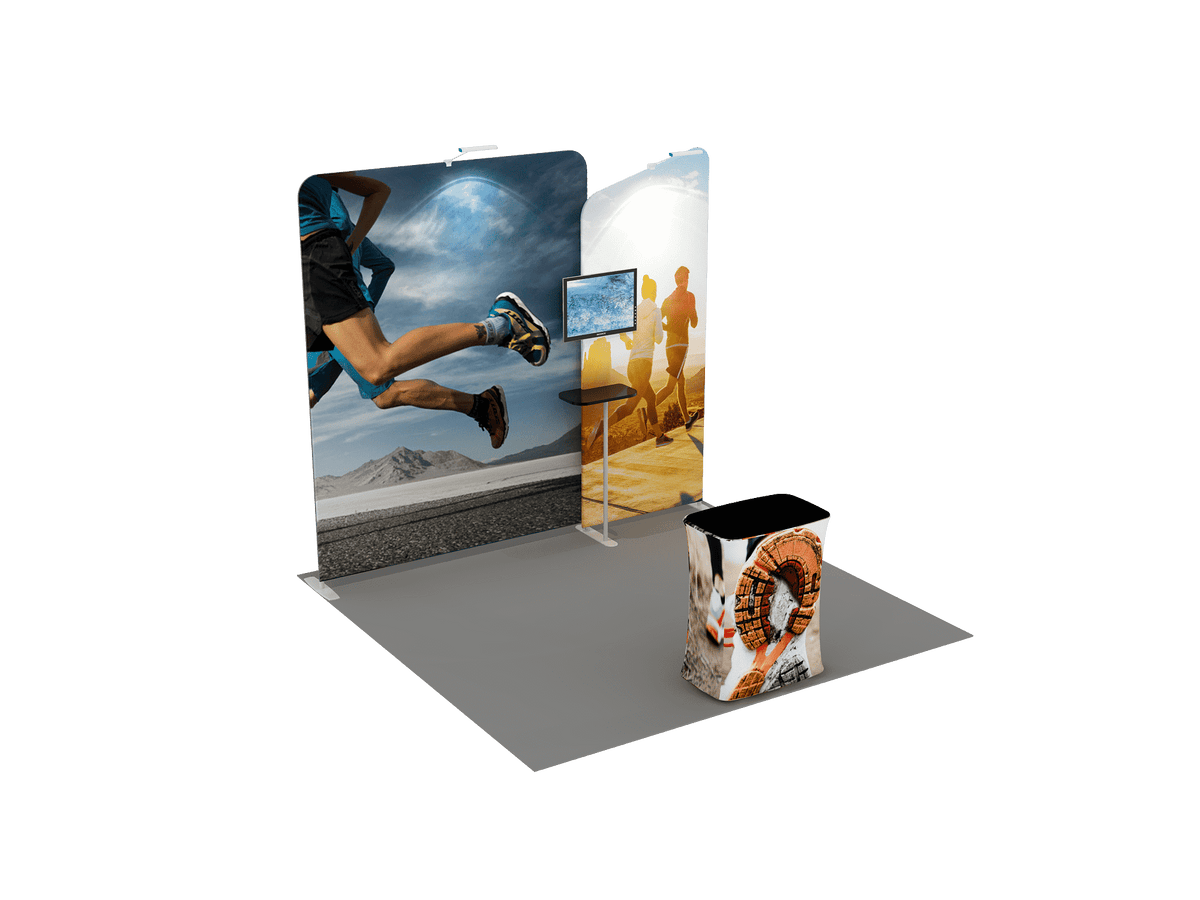 3x3m Booth Kit with Wide Straight Wall & Inclined Side Panel