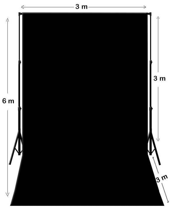 3M X 6M Black Photography Backdrop With Support System Stand