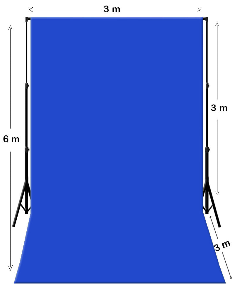 3m W x 6m H Blue Photography Muslin Backdrop with Backdrop Stand