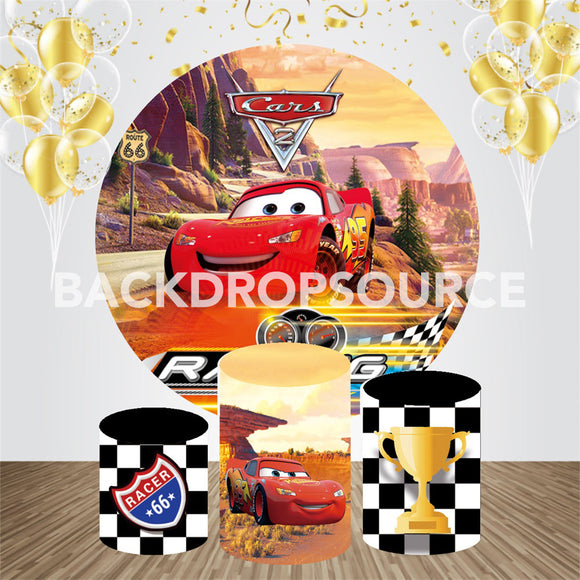 Disney Cars Cartoon Event Party Round Backdrop Kit