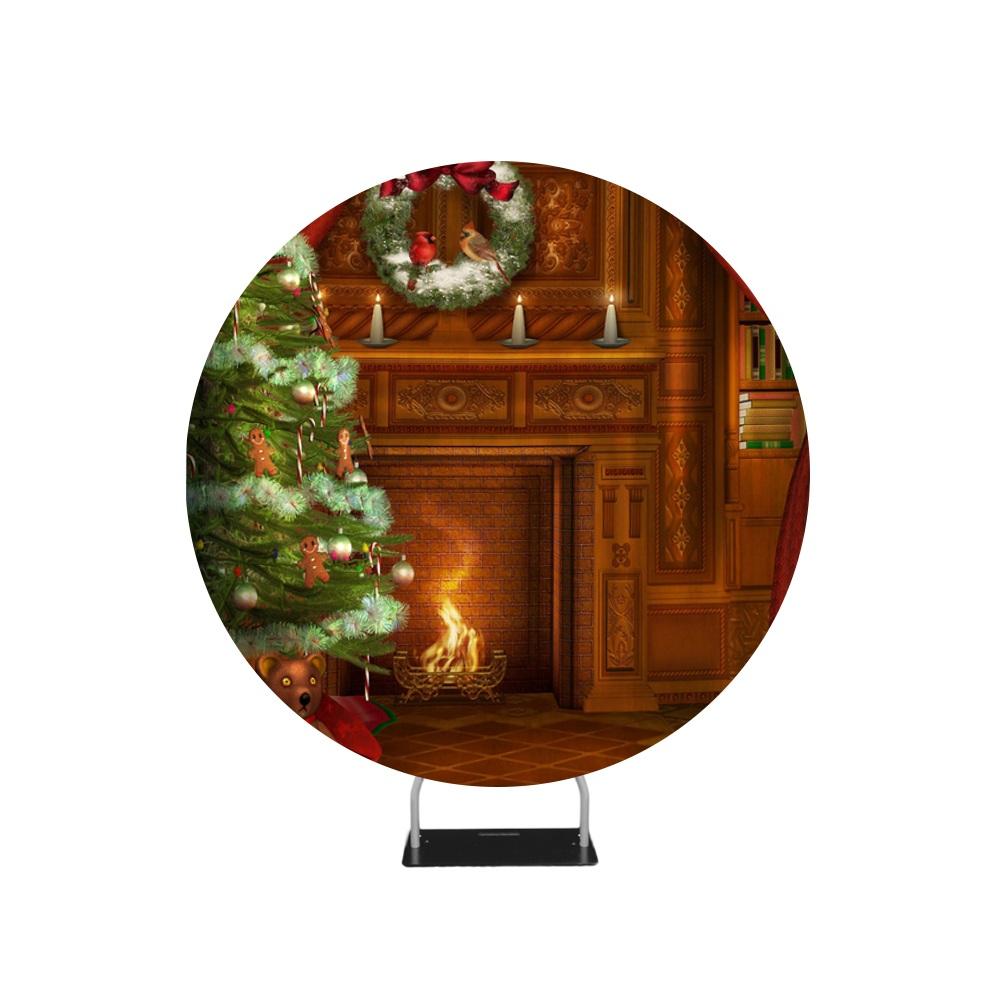 Chimney Christmas Photo Backdrop Circle backdrop stand