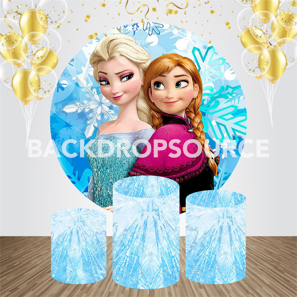 Frozen Princess Event Party Round Backdrop Kit - Model 4