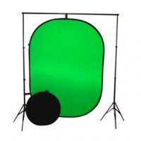 Collapsible Green And White Pop Up Backdrop (1.5m x 2.1m) - Clearance Sale