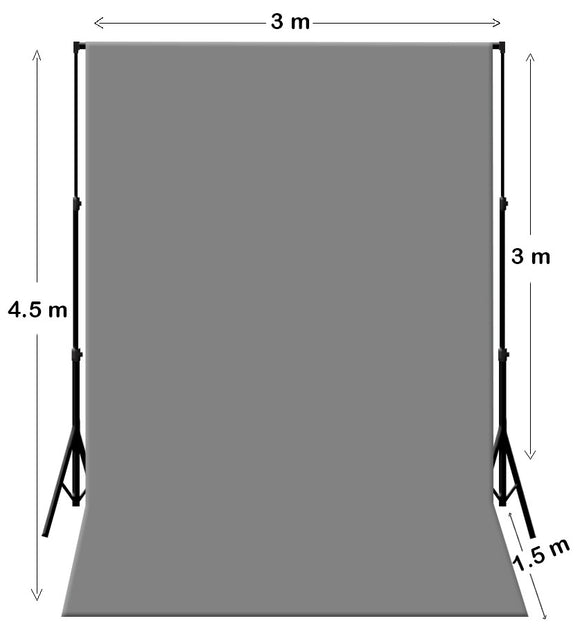 3M X 4.5M Grey Photography Backdrop With Support System Stand