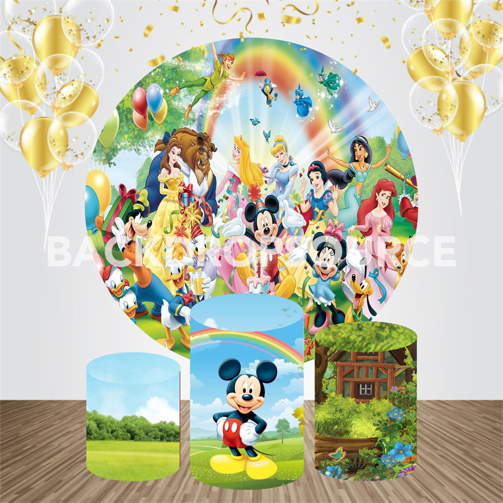 Disney Cartoon Characters Themed Event Party Round Backdrop Kit