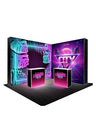L-Shaped Illuminated Media Wall Set with Counters for 3x3m Booths