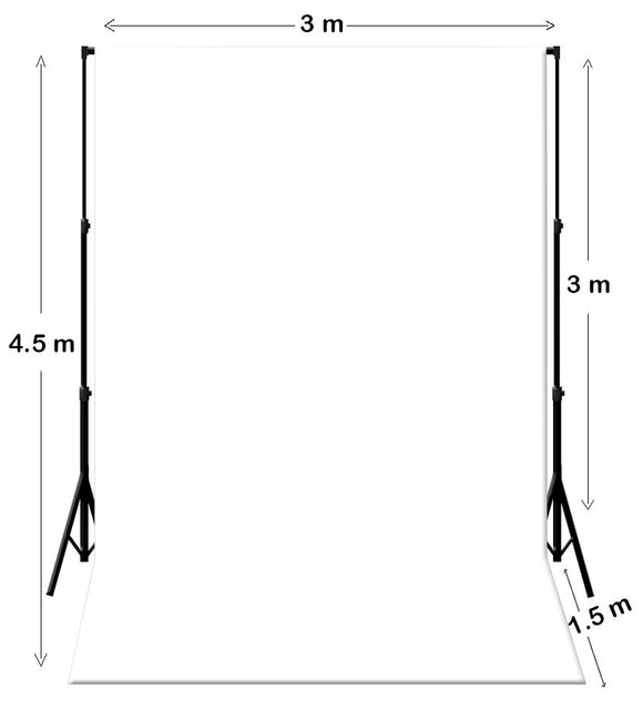 3M X 4.5M White Photography Backdrop With Support System Stand