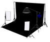 3 Head 750W Continuous Studio Softbox Equipment Kit With Studio Backdrop & Boom Arm