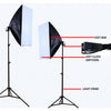 3 Head 750W Continuous Softbox Studio Lighting With Studio Backdrop & Boom Arm Equipment Kit
