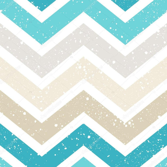 Blue and Brown Chevron Print Photography Backdrop