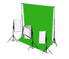 3 head 750w continuous softbox kit with chroma key backdrop