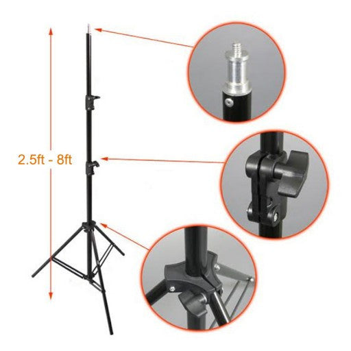 1.9m Tall Studio Light Accessory Aluminium Metal Stand