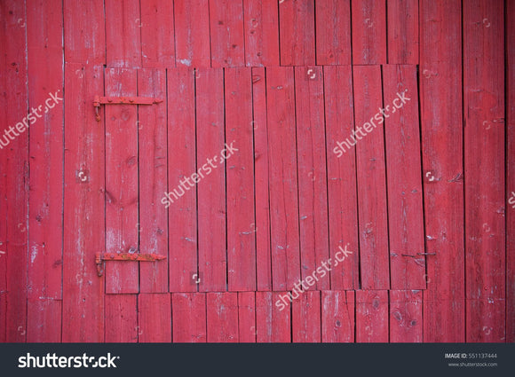 Red Wooden Barn Print Photography Backdrop