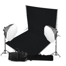 2 Head Powerful 5 Lamp Octagonal Softbox Light Equipment with Backdrop & Support System Kit